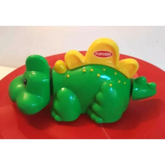 Playskool Push Dinosaur 2003 Wendy’s Kids Meal Toy Wiggles Green Yellow Spikes - Picture 3 of 4